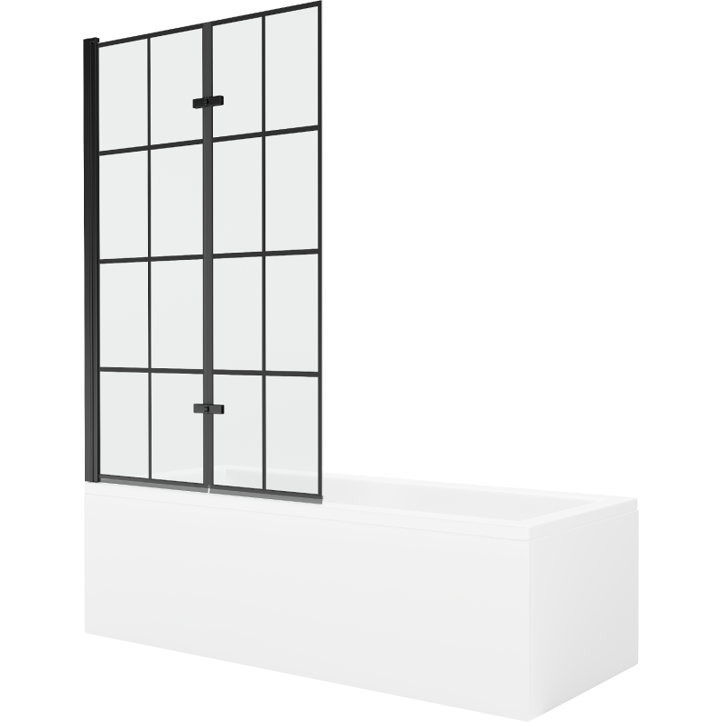 Mexen Cubik 150 x 70 cm rectangular bathtub with panels and a 2-wing screen 100 cm, black pattern - 550315070X9210027077