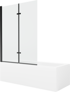 Mexen Cubik 150 x 70 cm rectangular bathtub with panels and a 2-wing screen 120 cm, transparent, black - 550315070X9212027000