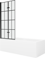 Mexen Cubik 160 x 70 cm rectangular bathtub with panels and a 2-wing screen 80 cm, black pattern - 550316070X9208027077