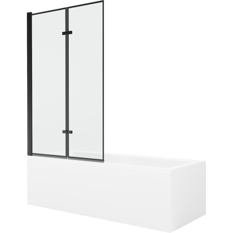 Mexen Cubik 160 x 70 cm rectangular bathtub with panels and a 2-wing screen 100 cm, black pattern - 550316070X9210027070