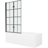Mexen Cubik 160 x 70 cm rectangular bathtub with panels and a 2-wing screen 100 cm, black pattern - 550316070X9210027077