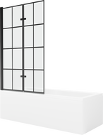 Mexen Cubik 160 x 70 cm rectangular bathtub with panels and a 2-wing screen 100 cm, black pattern - 550316070X9210027077