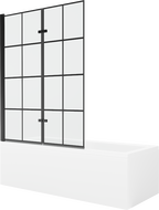Mexen Cubik 160 x 70 cm rectangular bathtub with panels and a 2-wing screen 120 cm, black pattern - 550316070X9212027077
