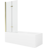 Mexen Cubik 170 x 70 cm rectangular bathtub with panels and a 2-wing screen 80 cm, transparent, gold - 550317070X9208025000