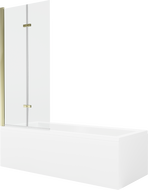 Mexen Cubik 170 x 70 cm rectangular bathtub with panels and a 2-wing screen 80 cm, transparent, gold - 550317070X9208025000
