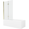 Mexen Cubik 170 x 70 cm rectangular bathtub with panels and a 2-wing screen 100 cm, transparent, gold - 550317070X9210025000
