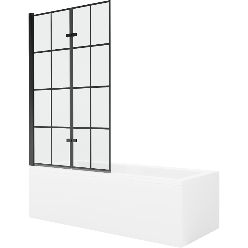 Mexen Cubik 170 x 70 cm rectangular bathtub with panels and a 2-wing screen 100 cm, black pattern - 550317070X9210027077