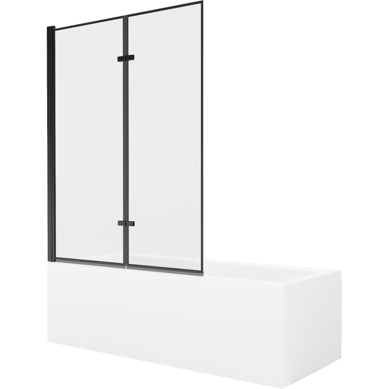 Mexen Cubik 170 x 70 cm rectangular bathtub with panels and a 2-wing screen 120 cm, black pattern - 550317070X9212027070