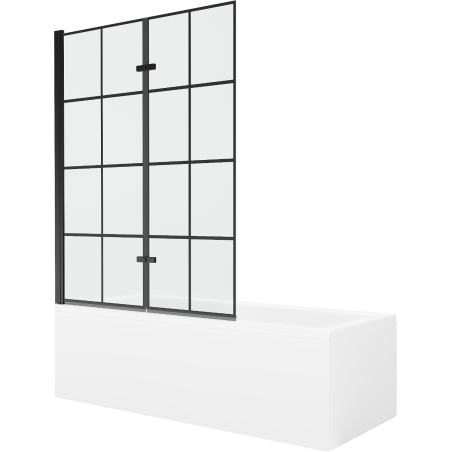 Mexen Cubik 170 x 70 cm rectangular bathtub with panels and a 2-wing screen 120 cm, black pattern - 550317070X9212027077