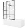 Mexen Cubik 170 x 70 cm rectangular bathtub with panels and a 2-wing screen 120 cm, black pattern - 550317070X9212027077
