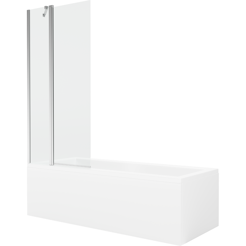 Mexen Cubik 150 x 70 cm rectangular bathtub with panels and a 1-wing screen 80 cm, transparent, chrome - 550315070X9408110100
