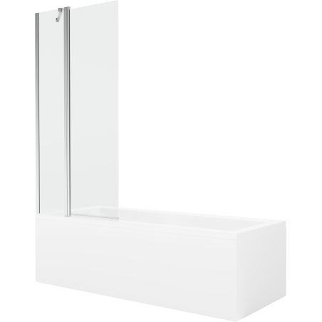 Mexen Cubik 150 x 70 cm rectangular bathtub with panels and a 1-wing screen 80 cm, transparent, chrome - 550315070X9408110100