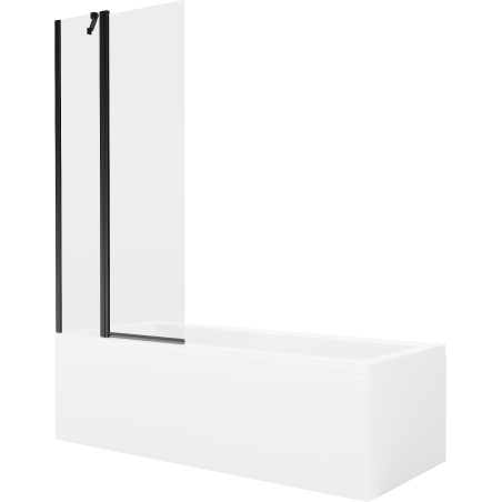 Mexen Cubik 150 x 70 cm rectangular bathtub with panels and a 1-wing screen 80 cm, transparent, black - 550315070X9408117000