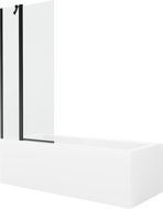 Mexen Cubik 150 x 70 cm rectangular bathtub with panels and a 1-wing screen 80 cm, transparent, black - 550315070X9408117000