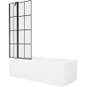 Mexen Cubik 150 x 70 cm rectangular bathtub with panels and a 1-wing screen 80 cm, black pattern - 550315070X9408117077