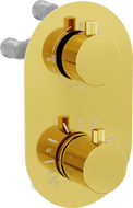 Mexen Kai 3-outlet thermostatic bathtub and shower mixer tap, Gold - 77602-50