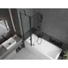 Mexen Cubik 150 x 70 cm rectangular bathtub with panels and a 1-wing screen 100 cm, black pattern - 550315070X9410117070