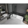 Mexen Cubik 150 x 70 cm rectangular bathtub with panels and a 1-wing screen 100 cm, black pattern - 550315070X9410117070