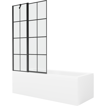 Mexen Cubik 150 x 70 cm rectangular bathtub with panels and a 1-wing screen 100 cm, black pattern - 550315070X9410117077
