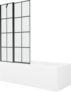 Mexen Cubik 150 x 70 cm rectangular bathtub with panels and a 1-wing screen 100 cm, black pattern - 550315070X9410117077