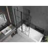 Mexen Cubik 150 x 70 cm rectangular bathtub with panels and a 1-wing screen 100 cm, black pattern - 550315070X9410117077