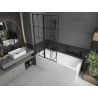 Mexen Cubik 150 x 70 cm rectangular bathtub with panels and a 1-wing screen 100 cm, black pattern - 550315070X9410117077