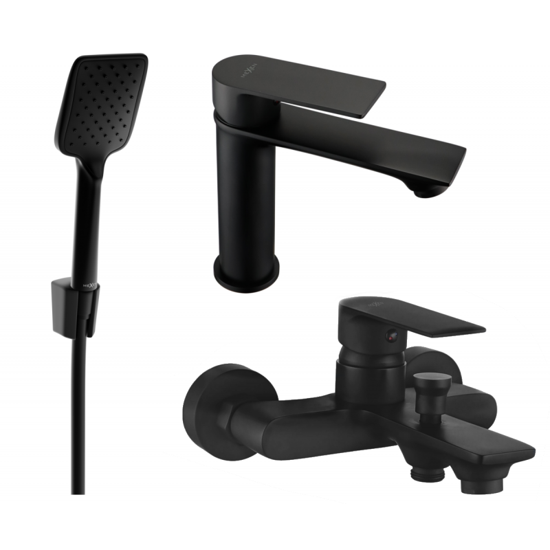 Mexen Royo R62 bathtub set, Black - 72203R62-70