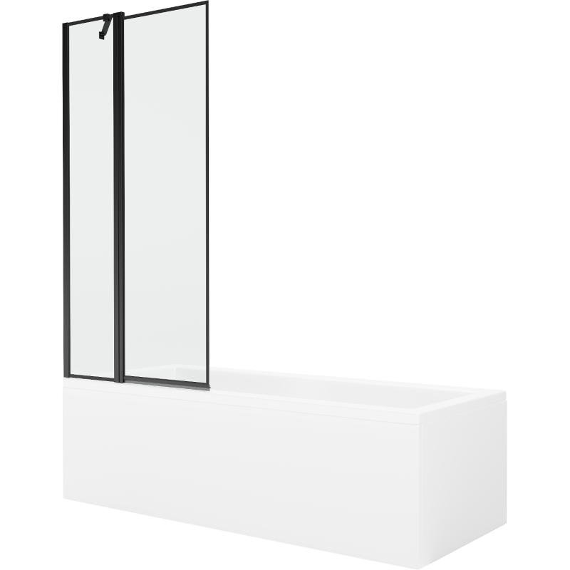 Mexen Cubik 160 x 70 cm rectangular bathtub with panels and a 1-wing screen 80 cm, black pattern - 550316070X9408117070