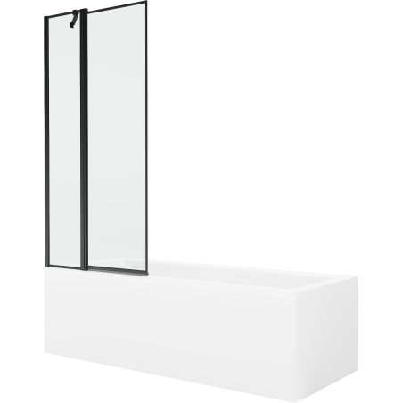 Mexen Cubik 160 x 70 cm rectangular bathtub with panels and a 1-wing screen 80 cm, black pattern - 550316070X9408117070
