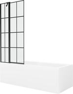 Mexen Cubik 160 x 70 cm rectangular bathtub with panels and a 1-wing screen 80 cm, black pattern - 550316070X9408117077