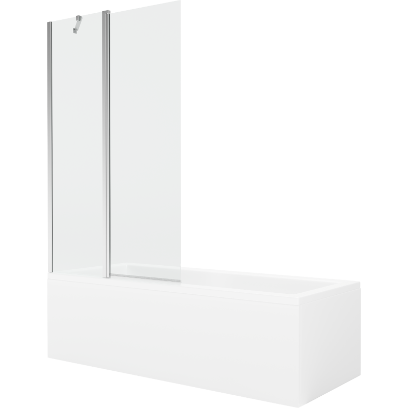 Mexen Cubik 160 x 70 cm rectangular bathtub with panels and a 1-wing screen 100 cm, transparent, chrome - 550316070X9410110100