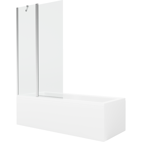 Mexen Cubik 160 x 70 cm rectangular bathtub with panels and a 1-wing screen 100 cm, transparent, chrome - 550316070X9410110100