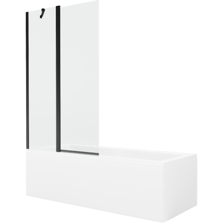 Mexen Cubik 160 x 70 cm rectangular bathtub with panels and a 1-wing screen 100 cm, transparent, black - 550316070X9410117000