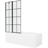 Mexen Cubik 160 x 70 cm rectangular bathtub with panels and a 1-wing screen 100 cm, black pattern - 550316070X9410117077