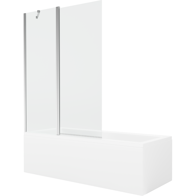 Mexen Cubik 160 x 70 cm rectangular bathtub with panels and a 1-wing screen 120 cm, transparent, chrome - 550316070X9412110100