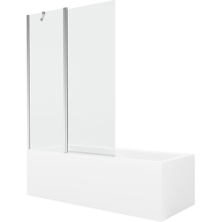 Mexen Cubik 160 x 70 cm rectangular bathtub with panels and a 1-wing screen 120 cm, transparent, chrome - 550316070X9412110100