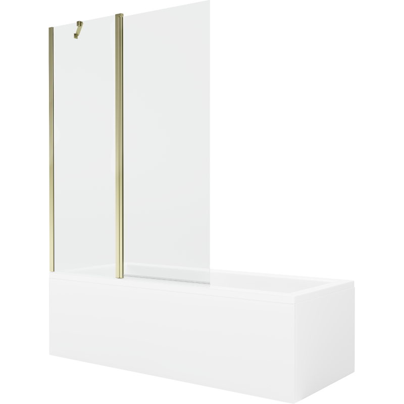 Mexen Cubik 160 x 70 cm rectangular bathtub with panels and a 1-wing screen 120 cm, transparent, gold - 550316070X9412115000