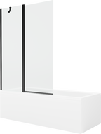Mexen Cubik 160 x 70 cm rectangular bathtub with panels and a 1-wing screen 120 cm, transparent, black - 550316070X9412117000