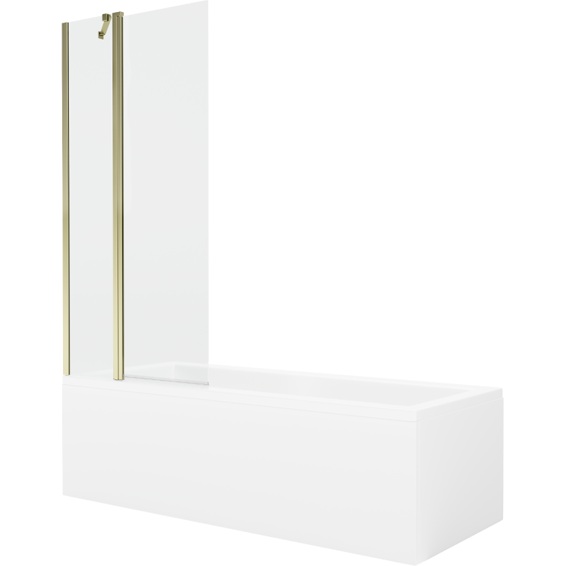 Mexen Cubik 170 x 70 cm rectangular bathtub with panels and a 1-wing screen 80 cm, transparent, gold - 550317070X9408115000