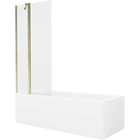 Mexen Cubik 170 x 70 cm rectangular bathtub with panels and a 1-wing screen 80 cm, transparent, gold - 550317070X9408115000