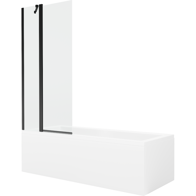 Mexen Cubik 170 x 70 cm rectangular bathtub with panels and a 1-wing screen 80 cm, transparent, black - 550317070X9408117000