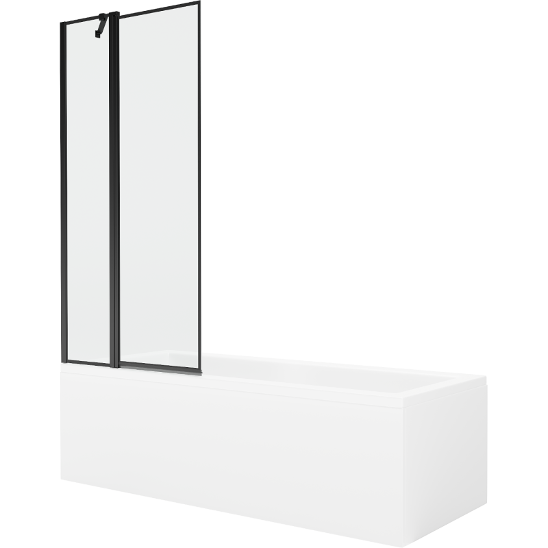Mexen Cubik 170 x 70 cm rectangular bathtub with panels and a 1-wing screen 80 cm, black pattern - 550317070X9408117070