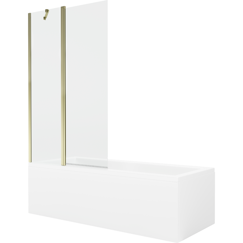 Mexen Cubik 170 x 70 cm rectangular bathtub with panels and a 1-wing screen 100 cm, transparent, gold - 550317070X9410115000