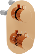 Mexen Kai 3-outlet thermostatic bathtub and shower mixer tap, Rose gold - 77602-60