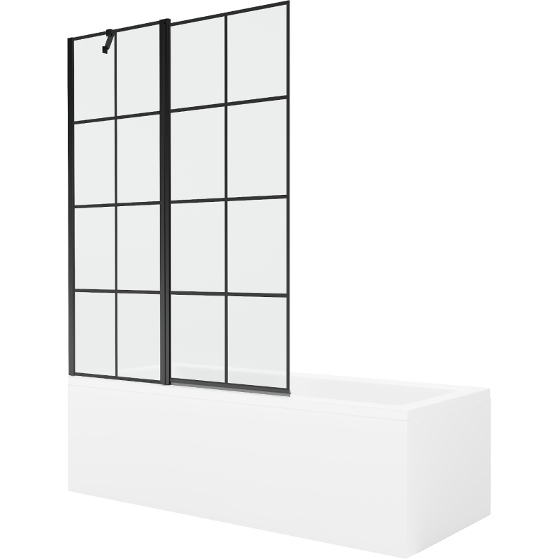 Mexen Cubik 170 x 70 cm rectangular bathtub with panels and a 1-wing screen 120 cm, black pattern - 550317070X9412117077