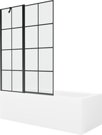 Mexen Cubik 170 x 70 cm rectangular bathtub with panels and a 1-wing screen 120 cm, black pattern - 550317070X9412117077