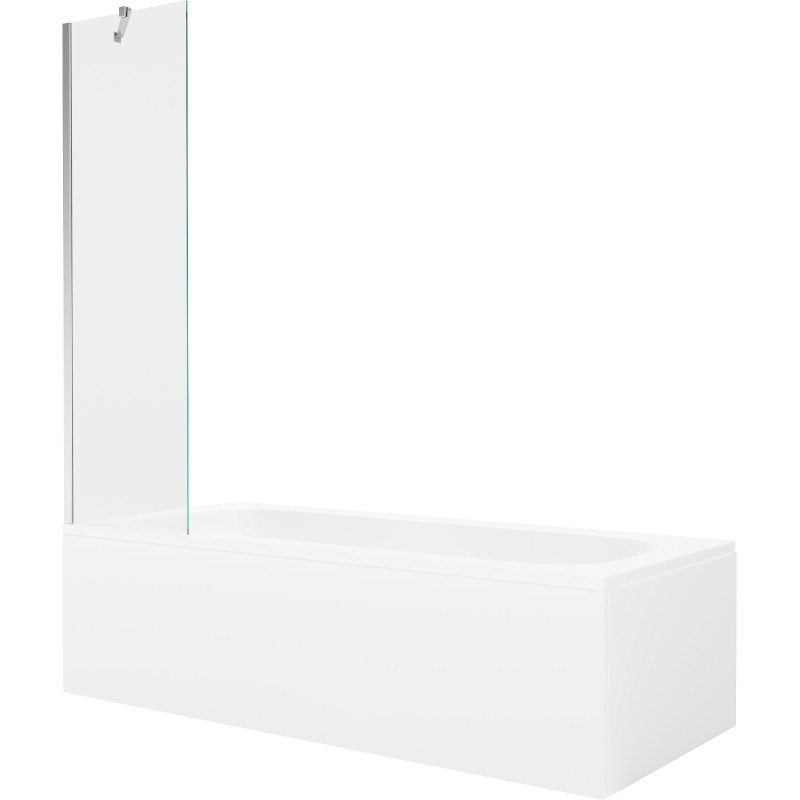 Mexen Vega Rectangular bathtub 150 x 70 cm with enclosure and 1-panel screen 50 cm, transparent, chrome - 550115070X9505000001