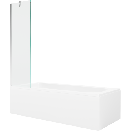 Mexen Vega rectangular bath 150 x 70 cm with casing and 1-wing screen 50 cm, transparent, chrome - 550115070X9505000001