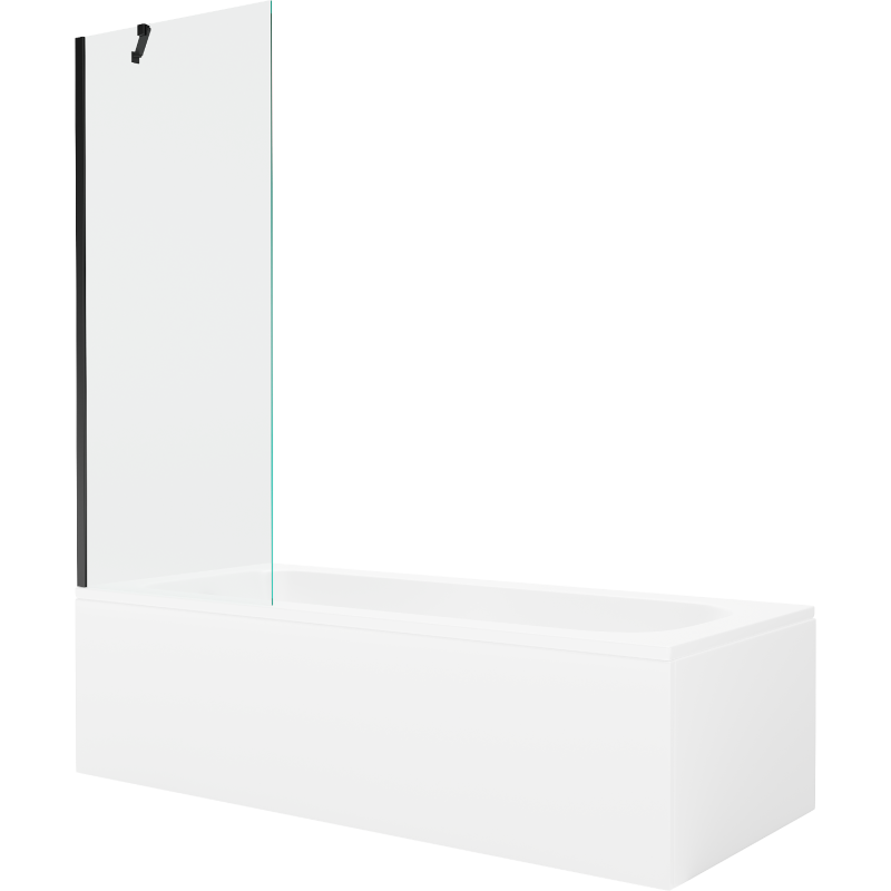 Mexen Vega 150 x 70 cm rectangular bathtub with panels and a 1-wing screen 70 cm, transparent, black - 550115070X9507000070