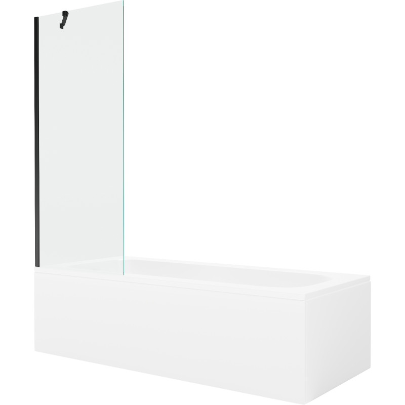 Mexen Vega rectangular tub 150 x 70 cm with casing and 1-wing screen 70 cm, transparent, black - 550115070X9507000070